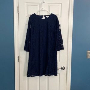 Navy Lace Dress with bell sleeves size large